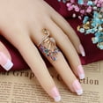 thumbnail image 4 of Knitting Loop Crochet Ring Adjustable Knitting Loop Ring Peacock Open Finger Ring Thimble Metal Yarn Guide Finger Holder, 4 of 6