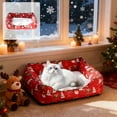thumbnail image 6 of Christmas Pet Bed for Cats & Dogs - oft Plaid Enclosed leep Nest, Washable Warm Pet Cushion, Removable Portable Nest for mall Medium Large Pets, 20.08*18.11*6in, Red, 6 of 7