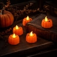 thumbnail image 4 of Halloween Mini Pumpkin Candle Lights—12 Pack, Flameless Short Electronic Candles for Halloween Party Home Indoor Decorations, 4 of 6