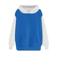 thumbnail image 3 of Women's Color Block Oversized Hoodie, Plus Size Pullover Sweatshirt with Pocket, Drop Shoulder Long Sleeve Casual Streetwear Top for Winter Outfits, Lounge Wear and Athletic Comfort Blue XL, 3 of 5