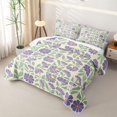 thumbnail image 3 of jejeloiu Retro Floral Twin Quilt Set For Girls,Mid-Century Pattern Twin Coverlet Set,Purple Green Cream,2-Piece, 3 of 7