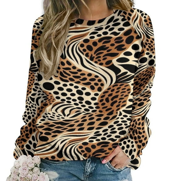 Animal Cheetah Print Women Casual Long Sleeve Hoodie Streetwear Pullovers Top Female Clothing