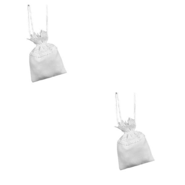 Kearding Bolsa de dulces de boda hogar exquisito DIY tamaño pequeño accesorio de envoltura bolsas de regalo de Color sólido contenedor de Blanco 9 × 12.5 × 14 cm 2piezas