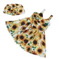 thumbnail image 4 of Vestido para niña diseño de patrón de girasol lavado repetido no deformará tela duradera vestido para niñas para fiestas, 4 of 8