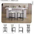 thumbnail image 4 of Cream Fabric Bar Stools Set of 2, Modern Upholstered Counter Height Bar Chairs with Black Metal Legs for Kitchen Island, Dining Room, Home Bar, 4 of 10