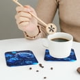 thumbnail image 3 of Leather Coasters with Heat-resistant for Drinks, Blue Rose Butterfly Beautiful Cup Coasters Cup Pad Mat for Tabletop Protection, Coffee Table, Office Desk and Housewarming Gift, 3 of 5