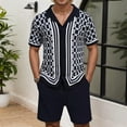 thumbnail image 1 of WILLBEST Traje Corto de Punto con Cuello Cubano y Manga Corta de Jacquard Europeo para Hombre, 1 of 3