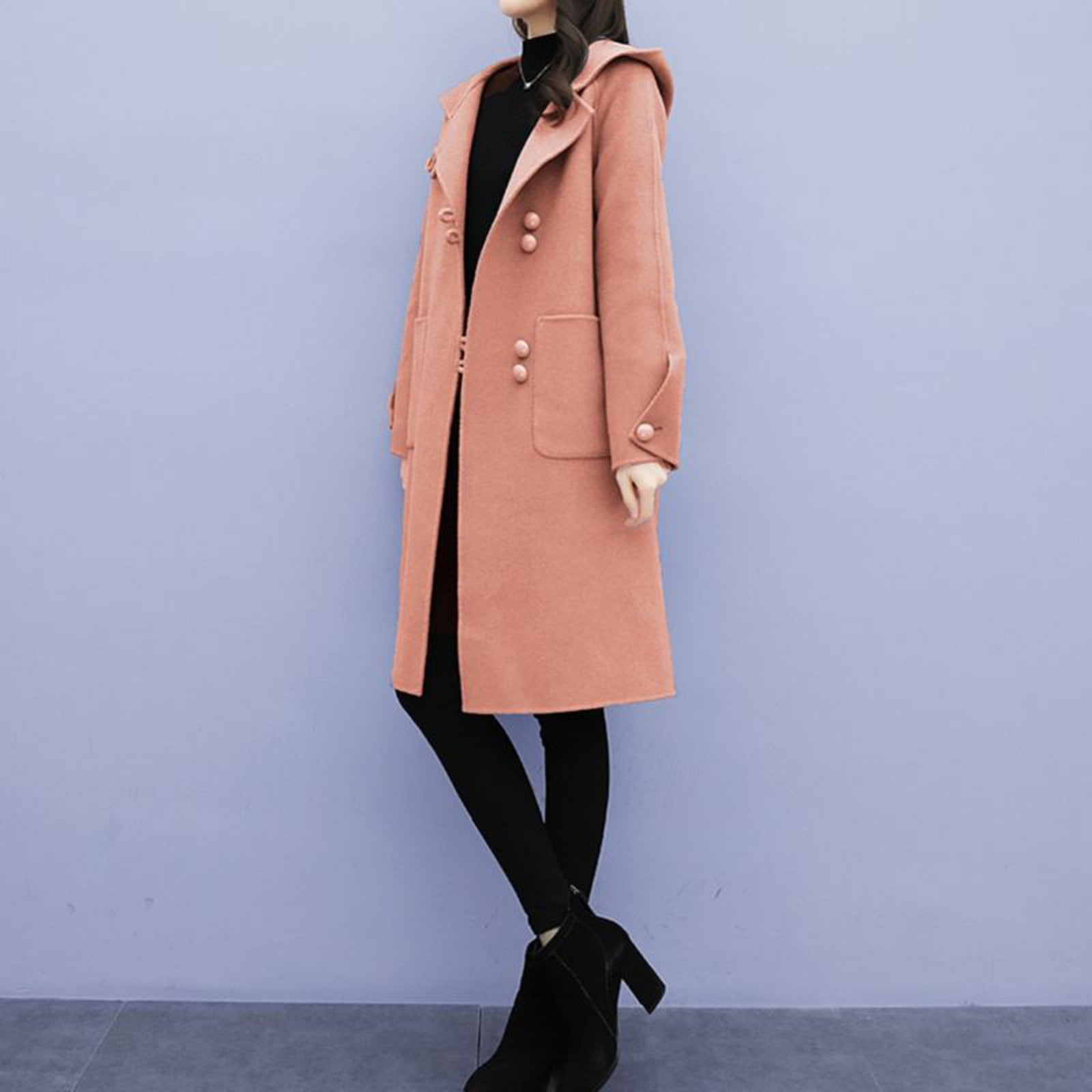FITORON Womens Winter Coats- Elegant Plush Long Sleeve Peacoat Collared  Neck Cardigan Solid ,for Autumn Winter Beige L 