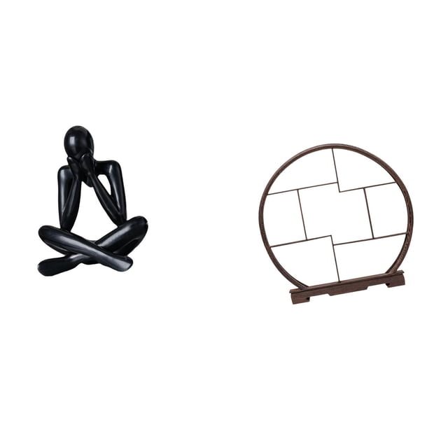 Figura de escritorio,Escultura abstracta de pensador para decoración de oficina y hogar.,Expositor de artesanías,Expositor de madera para objetos de colección artísticos,Estante de