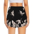 thumbnail image 3 of Picia Japanese White Crane Pattern Women's 2 in 1 Athletic Running Shorts High Waisted Workout Casual Gym Sweat Shorts with Comfy Liner Zipper Pockets-XX-Large, 3 of 9