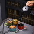 thumbnail image 4 of Ceramic Coffee Mug Rough Pottery Tea Cup 150ML 2Pcs Large Handle Creative Retro Dinnerware Mug, 4 of 12