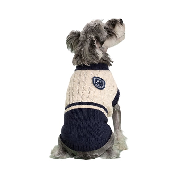 New Pet Sweater, Color - Block Knit Dog Clothes For Small Medium Dogs, 2 - Legged Design, Warm For Spring Autumn Winter, Navy S
