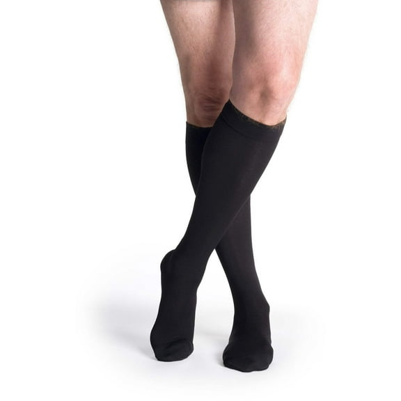 Sigvaris Essential 233 Cotton Men's 30-40 Closed Toe Knee High Compression Stockings Black MS Short
