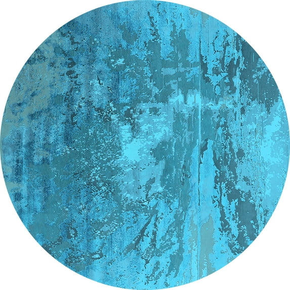 Ahgly Company Indoor Round Oriental Light Blue Industrial Area Rugs, 3' Round