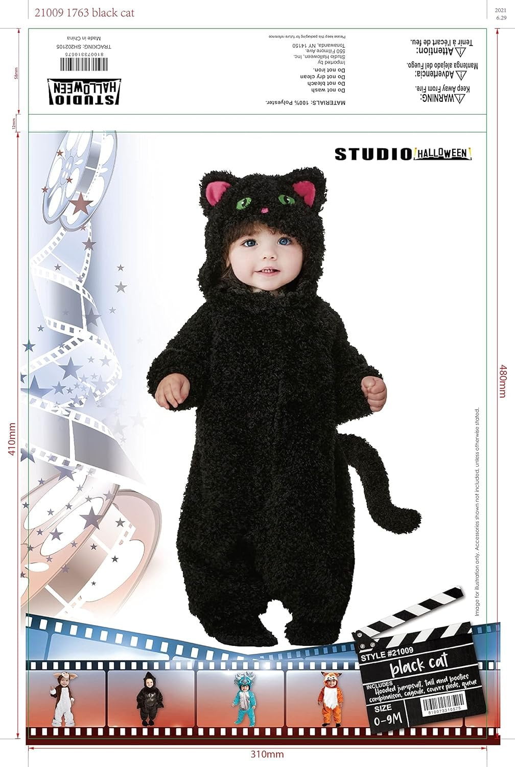 Black cat top baby halloween costume