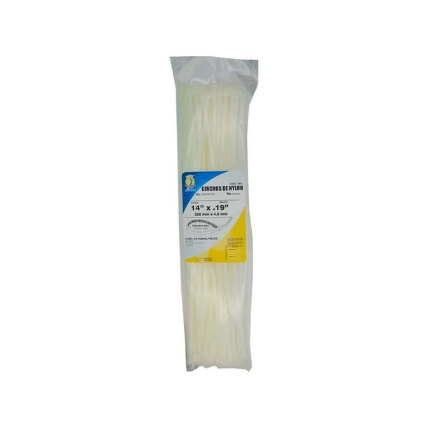 Cincho Sujeta Cable Blanco 4.8Mm X 368Mm Nylon Bolsa 50 Piez