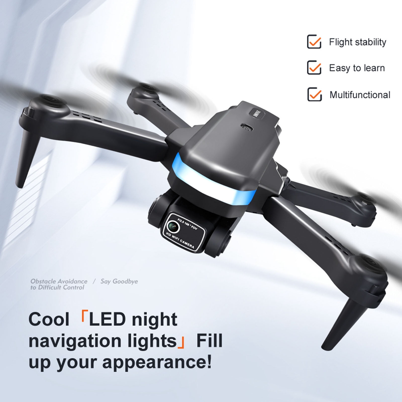 ESULOMP Foldable Drone with Dual 1080P WiFi Camera for Adults and Kids; Gesture Control RC Quadcopter with Batteries