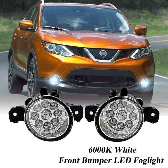 Pair Round LED Fog Lights for Nissan Rogue Sport 2017 2018 2019 W , 55W 6000K White Off-Road Lamps Black Front Bumper LED Fog Lights