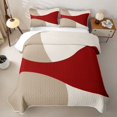 thumbnail image 2 of Homewish Minimalism Beige Red Quilt Full,Classic Abstract Geometric Full Bedspread Sets,3-Piece, 2 of 7