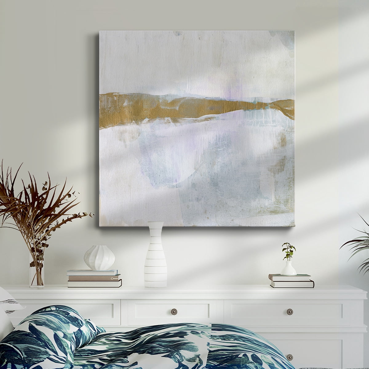 Wexford Home Gold Ribbon Horizon I-Premium Gallery Wrapped Canvas, 16" x 16" - Ready to Hang