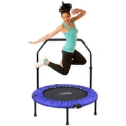ATIVAFIT 40" Foldable Trampoline Mini Exercise Rebounder with Adjustable Foam Handle Great for Body Fitness Training Indoor/Garden/Workout