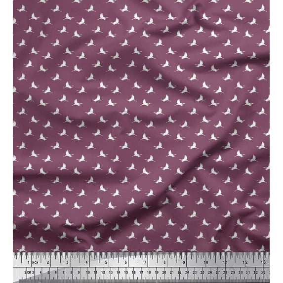 Soimoi Viscose Chiffon Fabric Stork Bird Shirting Printed Fabric 1 Yard 42 Inch Wide
