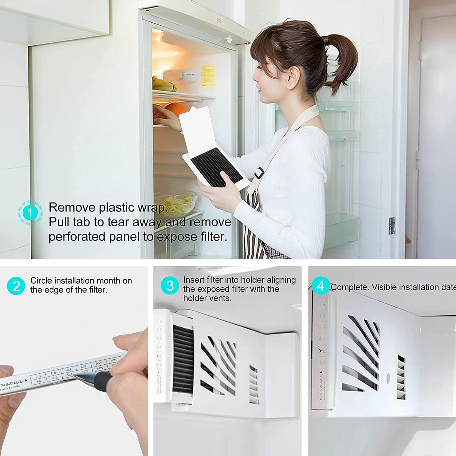DEWEL Refrigerator Air Filter Replacement for Frigidaire & Electrolux,12 Packs Refrigerator Filter Activated Carbon Filter Reduce Odors for EAFCBF, PAULTRA, RAF1150 242061001,242047801, 242047804