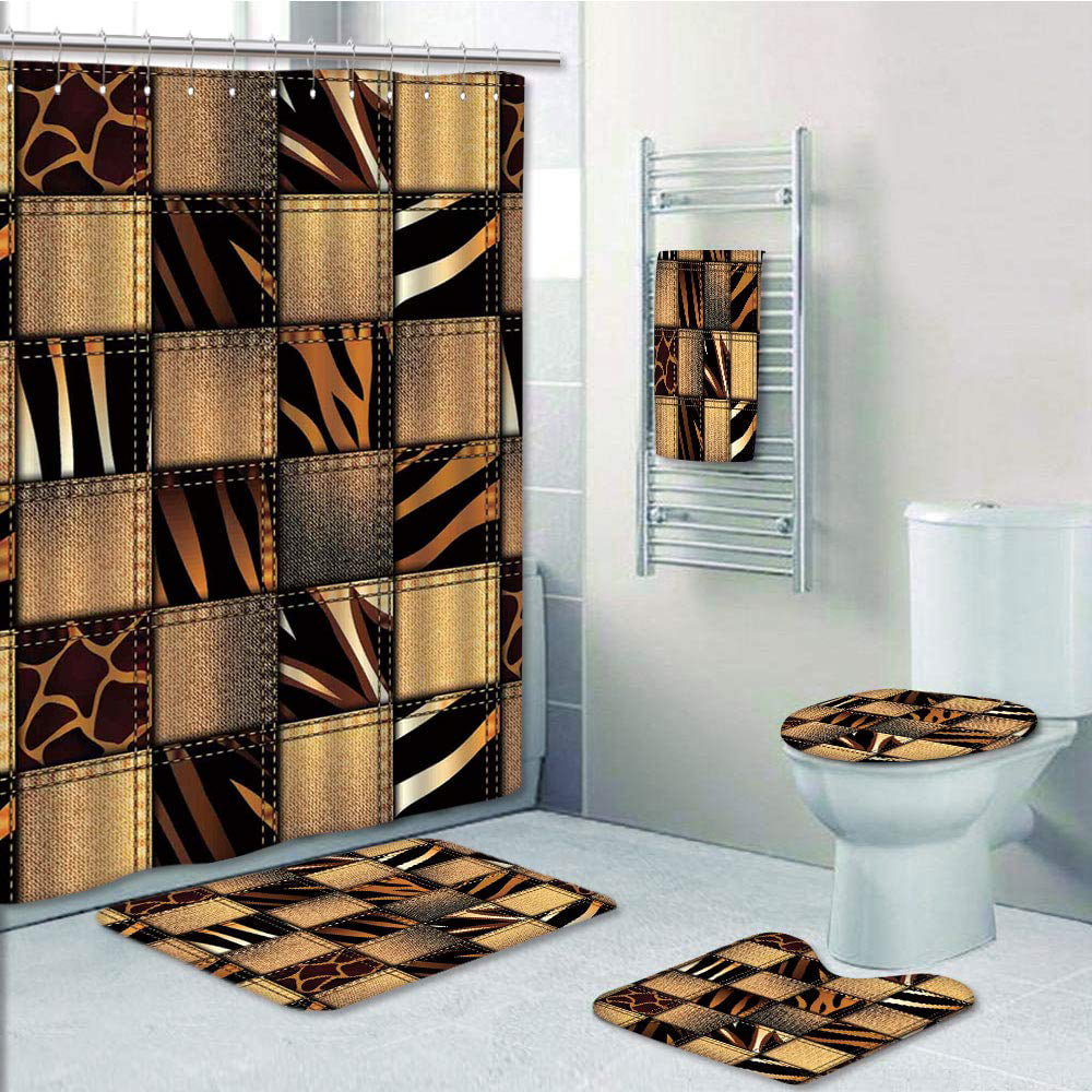 New 5 Piece Safari Bathroom Decor Set 