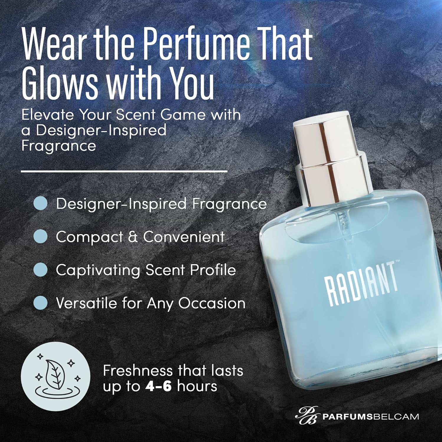 PB ParfumsBelcam Radiant Eau de Toilette Vaporisateur pour Femmes, Parfum Sucré et Sophistiqué pour Tous les Jours, 50 ml