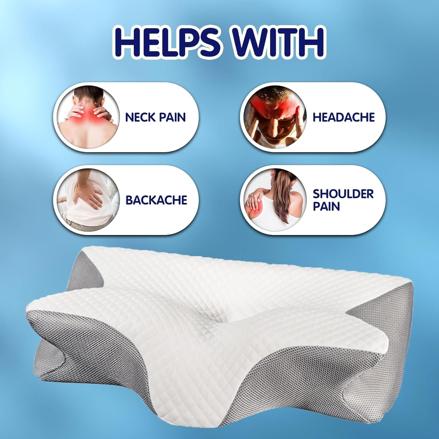 Skelda Premium Relief Pillow - 2026 Skelda Pillow, Ergonomic Memory Foam Pillows for Neck and Shoulder Pain Relief, Armrest Support for Side, Back & Stomach Sleepers (Black)