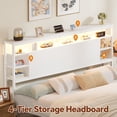 thumbnail image 3 of Homieasy King Headboard with Storage, Headboards with Power Outlets and Smart LED Light, Sturdy Head Board for King Size Bed, White, 3 of 9