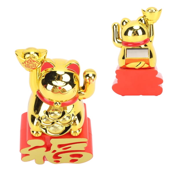 Gato de la Suerte con Energía Solar Adorno de Gato de la Fortuna con Sensor de Luz y Brazo Ondulante para Decoración de Tableros de Instrumentos de Escritorio del Hogar 315 X ANGGREK Otros