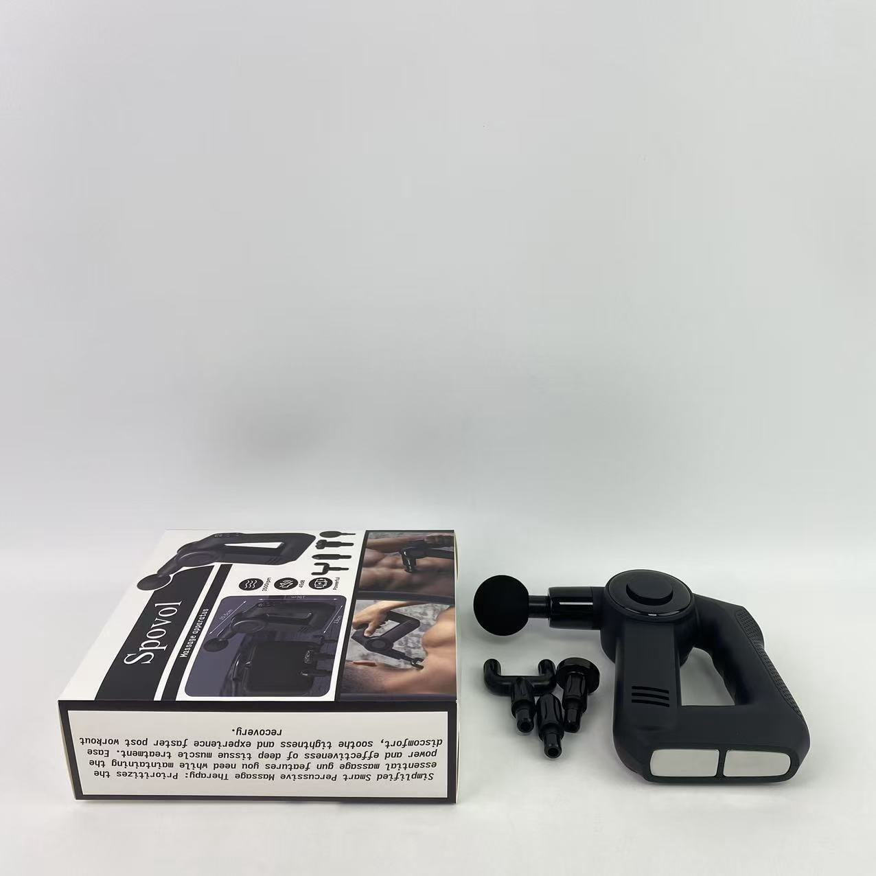 Spovol Massage apparatus,Quiet Deep Tissue Therapy Massage Gun - Bluetooth Enabled, Electric Percussion Massage Gun & Personal Massager for Pain Relief in Neck (Black - 5th Gen)