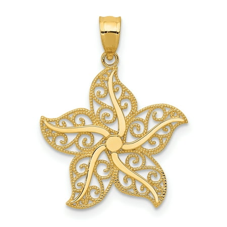 Star Fish For Sale 14k Yellow Gold Filigree Starfish Pendant Charm Necklace Sea Life Gifts For Women For Her ()