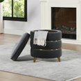 thumbnail image 3 of Jennifer Taylor Home Midis Rond Accent Stockage Pouf Acier Gris, 3 of 17