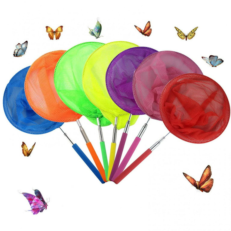 QISIWOLE Kids Telescopic Butterfly Fishing Nets Great for Catching Insects  Bugs Fish Caterpillar Ladybird Nets Outdoor Tools Colorful Extendable 34 