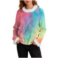 thumbnail image 2 of Aobny Fleece Going Out Outfits for Women Long Sleeve Sweatshirt Hoodie Crew Neck Tie-Dye Pullover Gym Tops for Women,XXL, 2 of 5