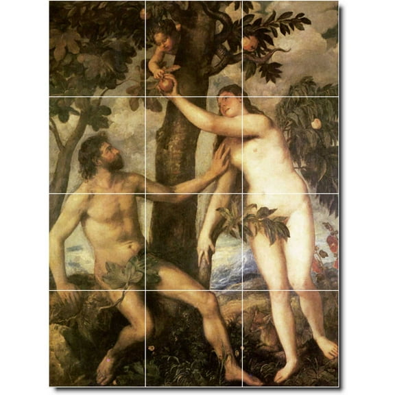 Ceramic Tile Mural-Titian Religious Floor Tile Mural 14. 12.75" w x 17" h using (12) 4.25 x 4.25 ceramic tiles