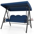 thumbnail image 1 of Gymax 3-Seat Patio Swing Chair w/ Adjustable Canopy Thickened Cushions Pillow Outdooor Navy, 1 of 8