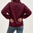 thumbnail image 4 of Gamivast Half Zip Pullover for Women Oversized Long Sleeve Sweatshirts Fall Trendy Drop Shoulder Pullover Sweatshirts Wine L, 4 of 7