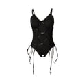 thumbnail image 6 of Levmjia Women Lingerie Set Mesh Bodysuit Open Crotch Solid Color Adjustable Straps Lace Bow Romantic Nights Comfortable Stretchy Polyester Wear, 6 of 6