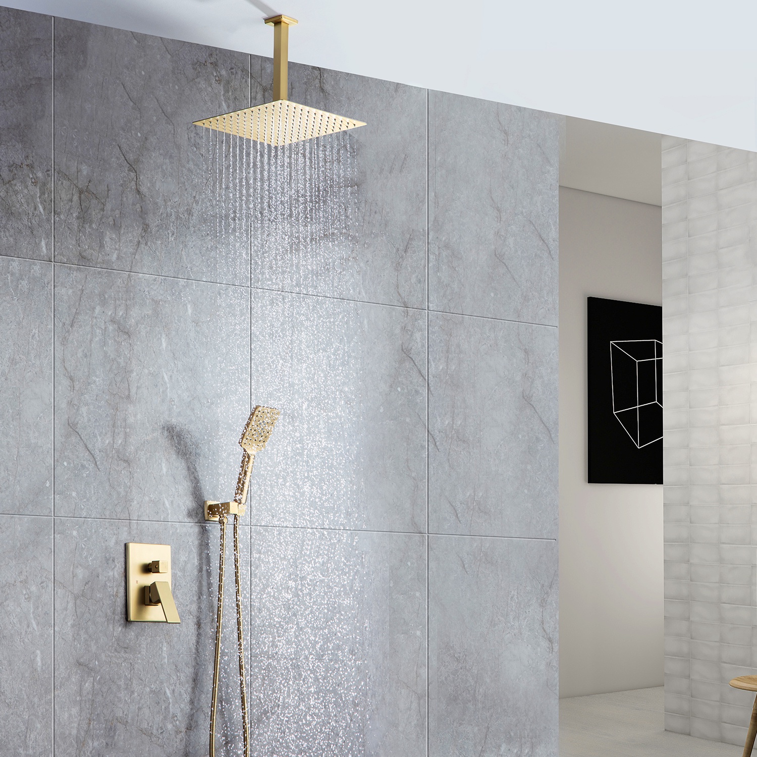Rainlex One-Handle 1-Spray Setting Brushed Gold Bathtub Shower Faucet
