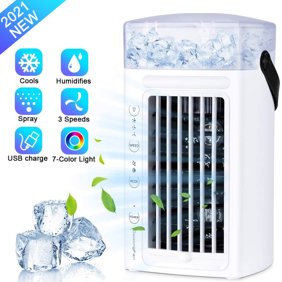 RnemiTe-amo Mini Portable Air Conditioner with 3 Speeds with Quiet Desk Fan, Humidifier Misting Fan, Small Air Conditioner 3 Speeds AND LED Light