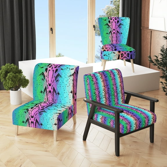 Designart "Colorful Rhombus Snakeskin" Upholstered Cabin & Lodge Accent Chair and Arm Chair