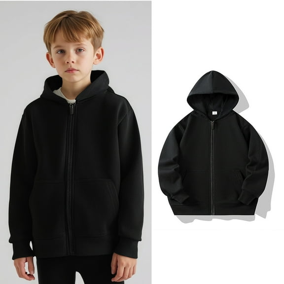 Kids Hoodies for Boys Black Zip up Hoodies Long Sleeve Soft Sweatshirts Top Fall Clothes 7-8 Years Boy Clothes Girls Clothing