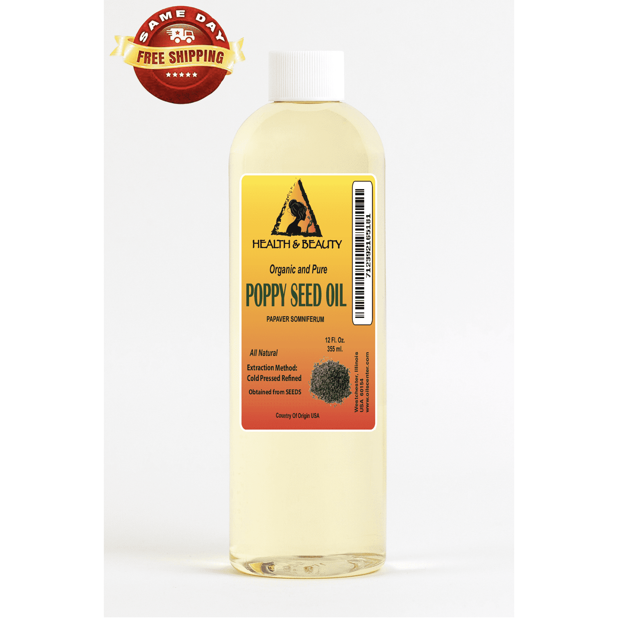 HEALTH & BEAUTY Poppy seed oil refined organic cold pressed 100% pure natural 24 oz