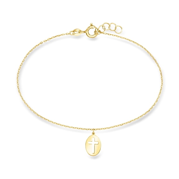 Ross-Simons Italian 10kt Yellow Gold Cross Cut-Out Charm Bracelet, Women's, Adult
