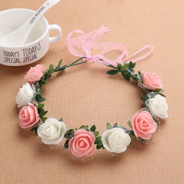 Nvzi Diademas de flores para mujer, corona de flores para novia, suministros para fiestas de bodas, guirnaldas florales, corona para el cabello, diademas florales, A26