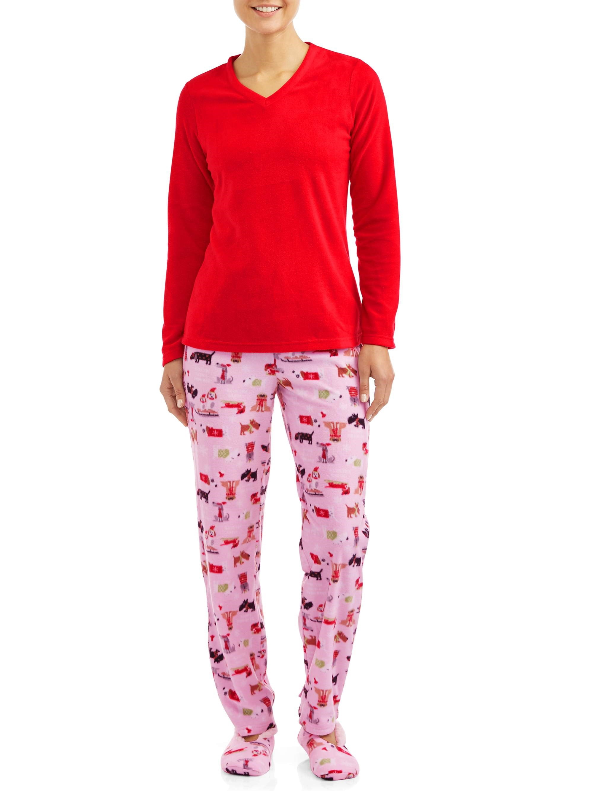 Hanes Women's 3-Piece Pajama Set Slippers - Walmart.com