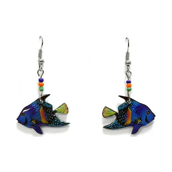 Fish Sea Animal Graphic Dangle Earrings - Womens Fashion Handmade Jewelry Tropical Accessories
